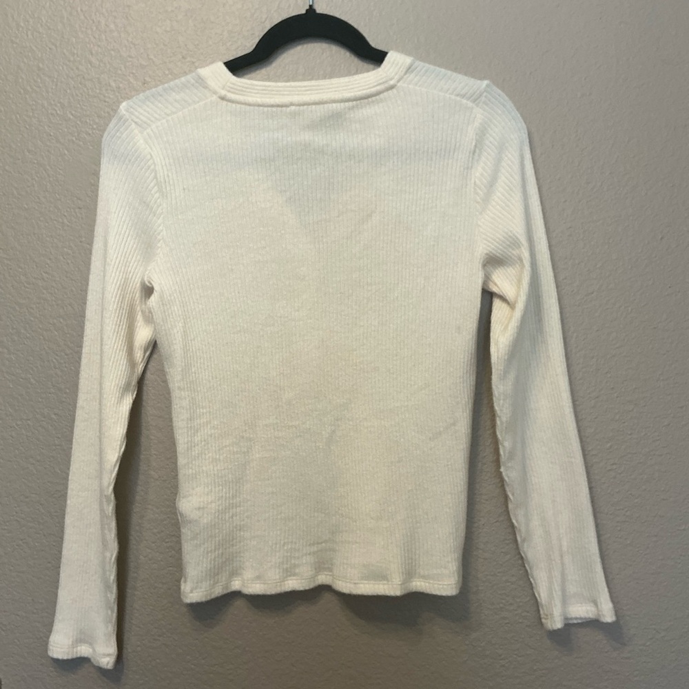 Madewell Cream Ribbed Button-Front Blouse - Picture 2 of 3